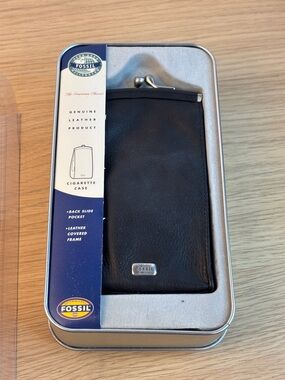 VTG Fossil “Year 2000 Millennium” Black Genuine Leather Cigarette Case NEW!!